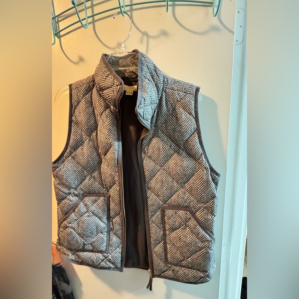 J.Crew Quilted Puffer Vest – Herringbone Print (M)